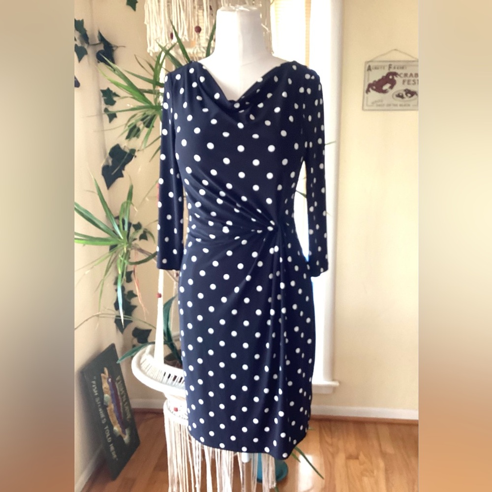 Lauren Ralph Lauren polka-dot jersey dress size 8P petite